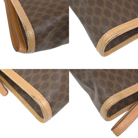 CELINE Logo Macadam Pattern Clutch Pouch Bag PVC Leather Brown GHW Italy 09KB626 - Picture 7 of 16